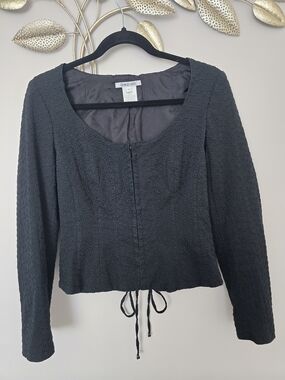 Georges Rech Black Cropped Textured Jacket Size 42 Eur Elegante Design
